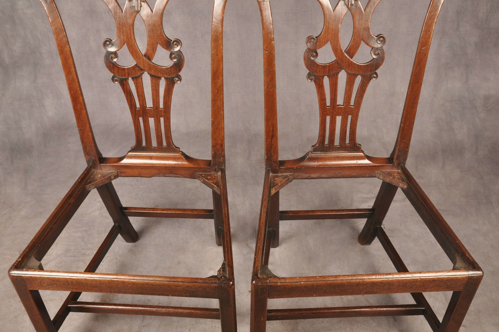 Furniture Fine Pair Of 18th Century Mahogany Chippendale Chairs photo