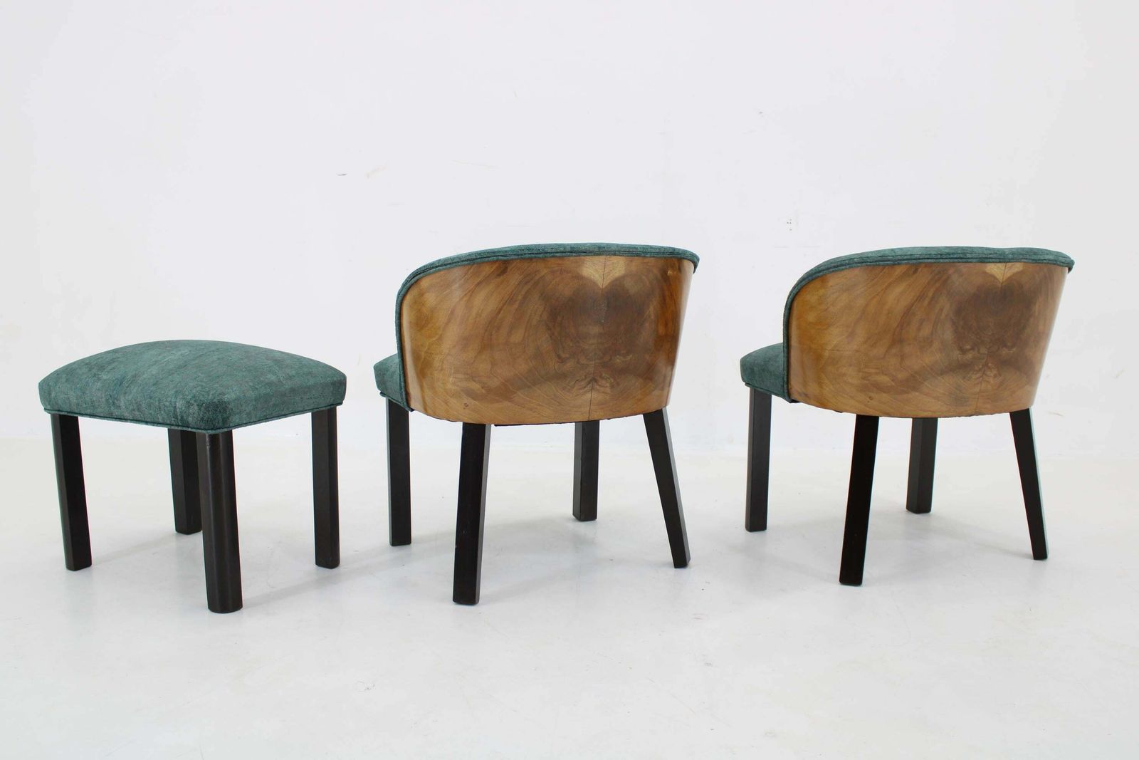 photo for sale 1940s Pair Of Chairs With Stool, Italy