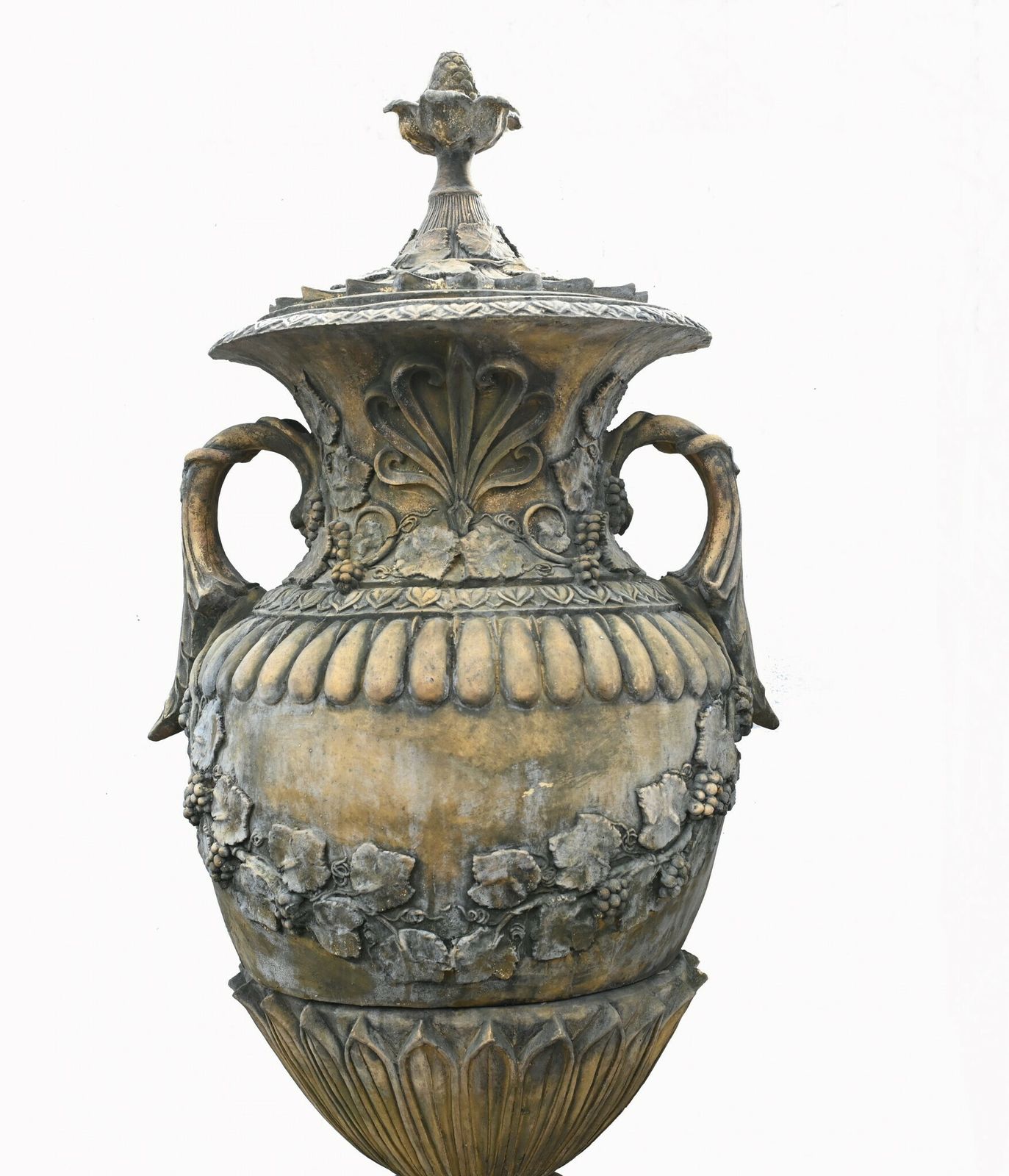 Pair Stone Garden Urns Classical Amphora English Garden Vase photo vinterior