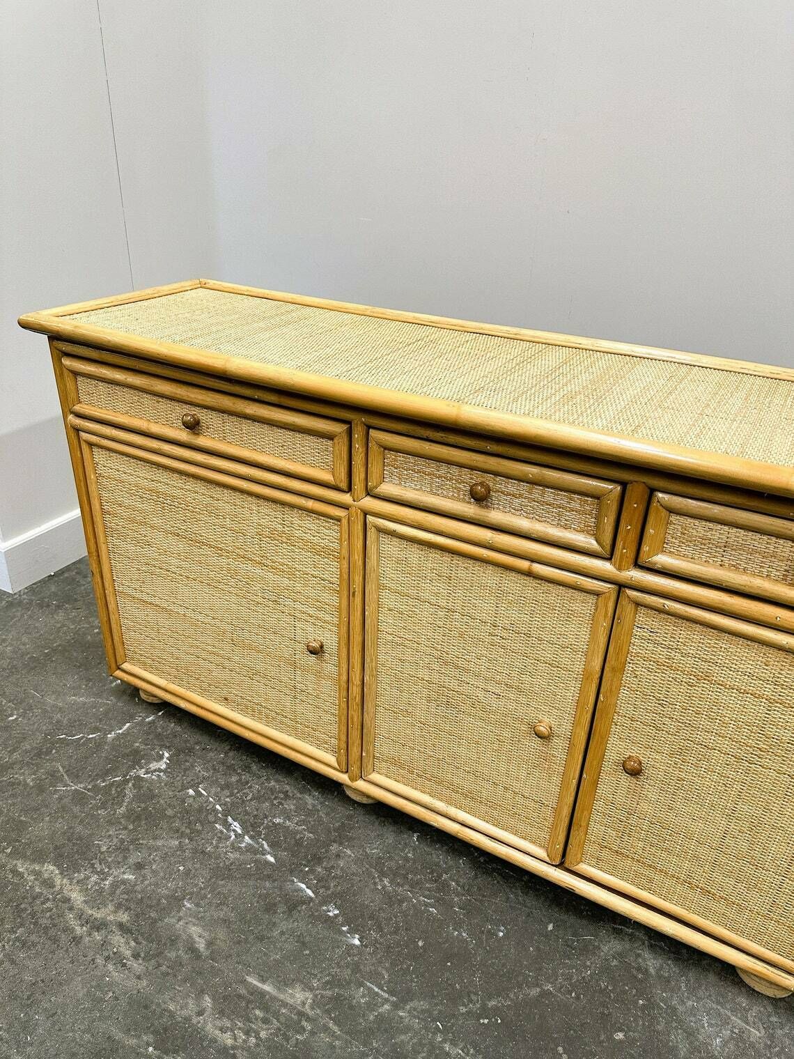 Naturel Vintage Bamboe En Rotan Dressoir Italië Jaren 1970 photo 848.0
