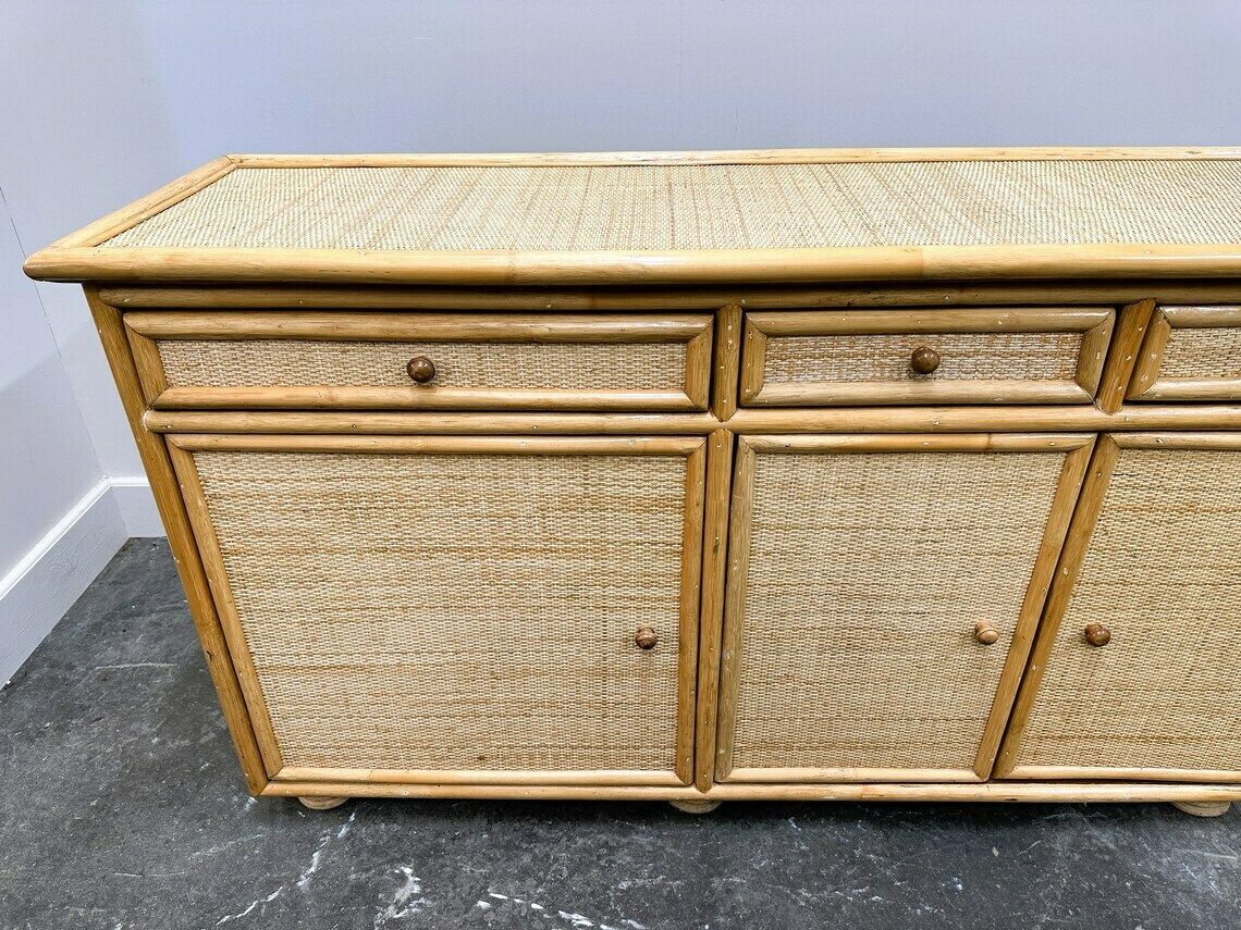 Naturel Vintage Bamboe En Rotan Dressoir Italië Jaren 1970 photo vintage