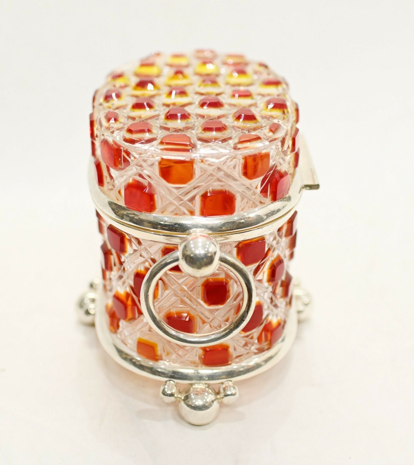 Victorian Glass Casket Hobnail Cranberry Crystal Jewellery Box photo 675.0