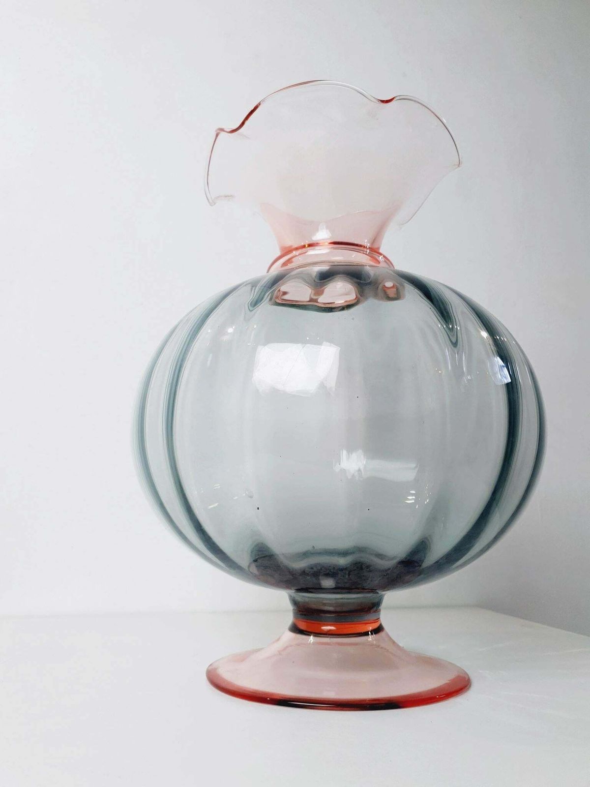 Large Pink And Gray Murano Glass Vase photo Home Decor