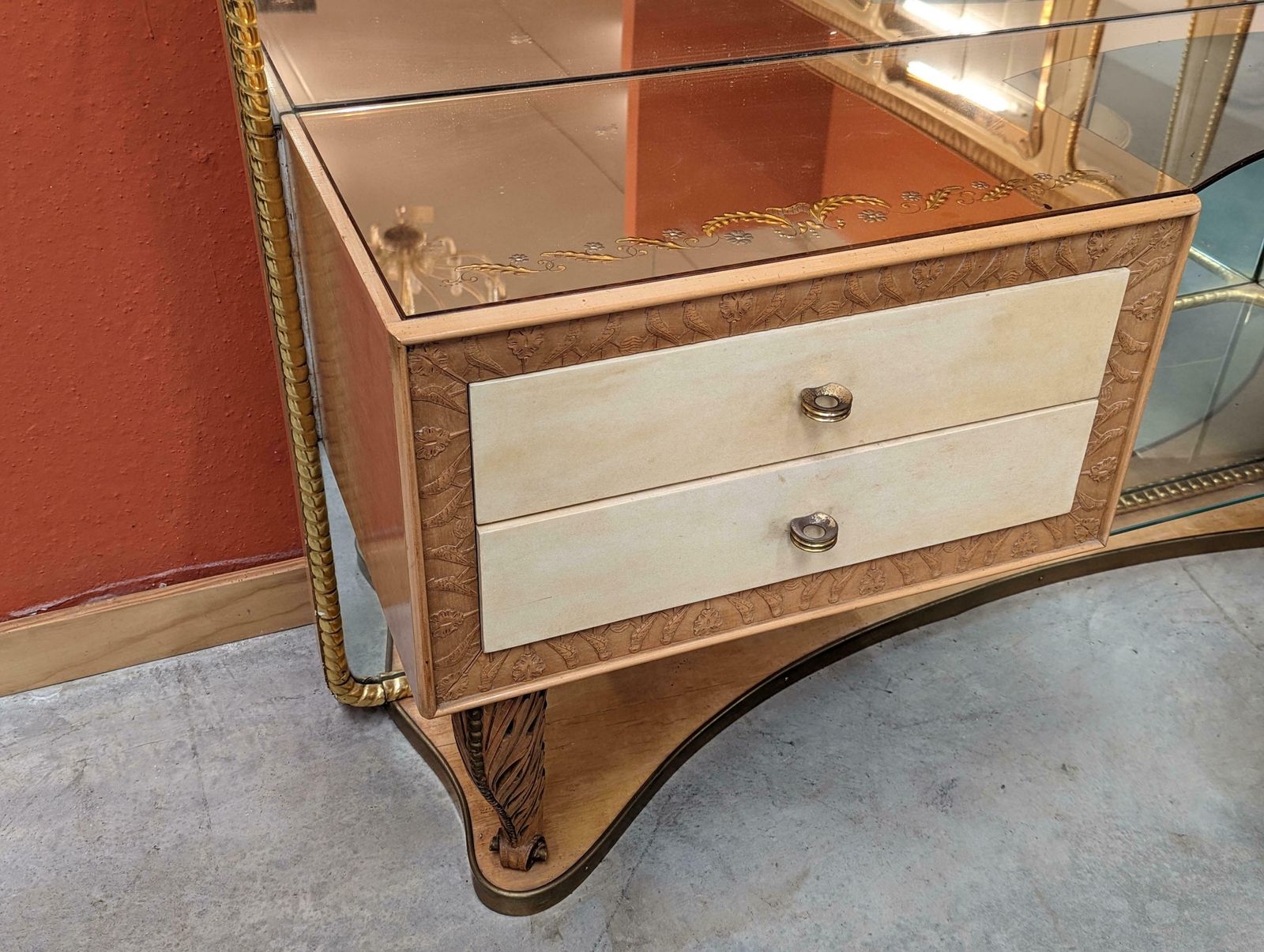 photo furniture Italian Midcentury Vanity Dresser In Parchment By Pierluigi Colli, 1950s