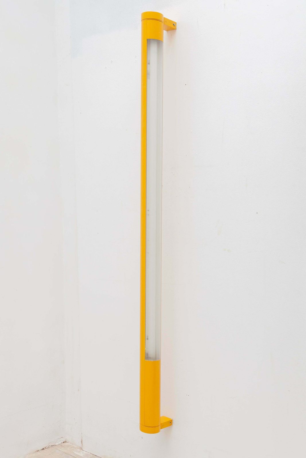 Yellow Metal And Fluorescent Tube Wall Lamp, 1970s, Germany photo for sale