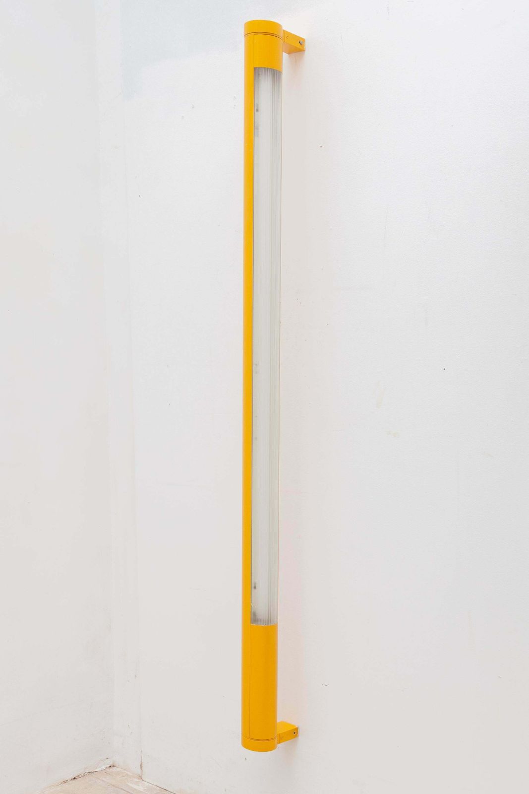 Yellow Metal And Fluorescent Tube Wall Lamp, 1970s, Germany photo Lighting