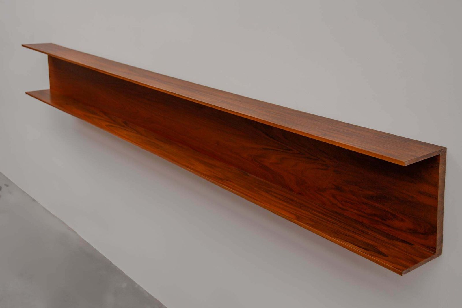 Large Floating Teak Wall Mounted Shelf By Walter Wirtz For Wilhelm Renz, 1960s photo vintage