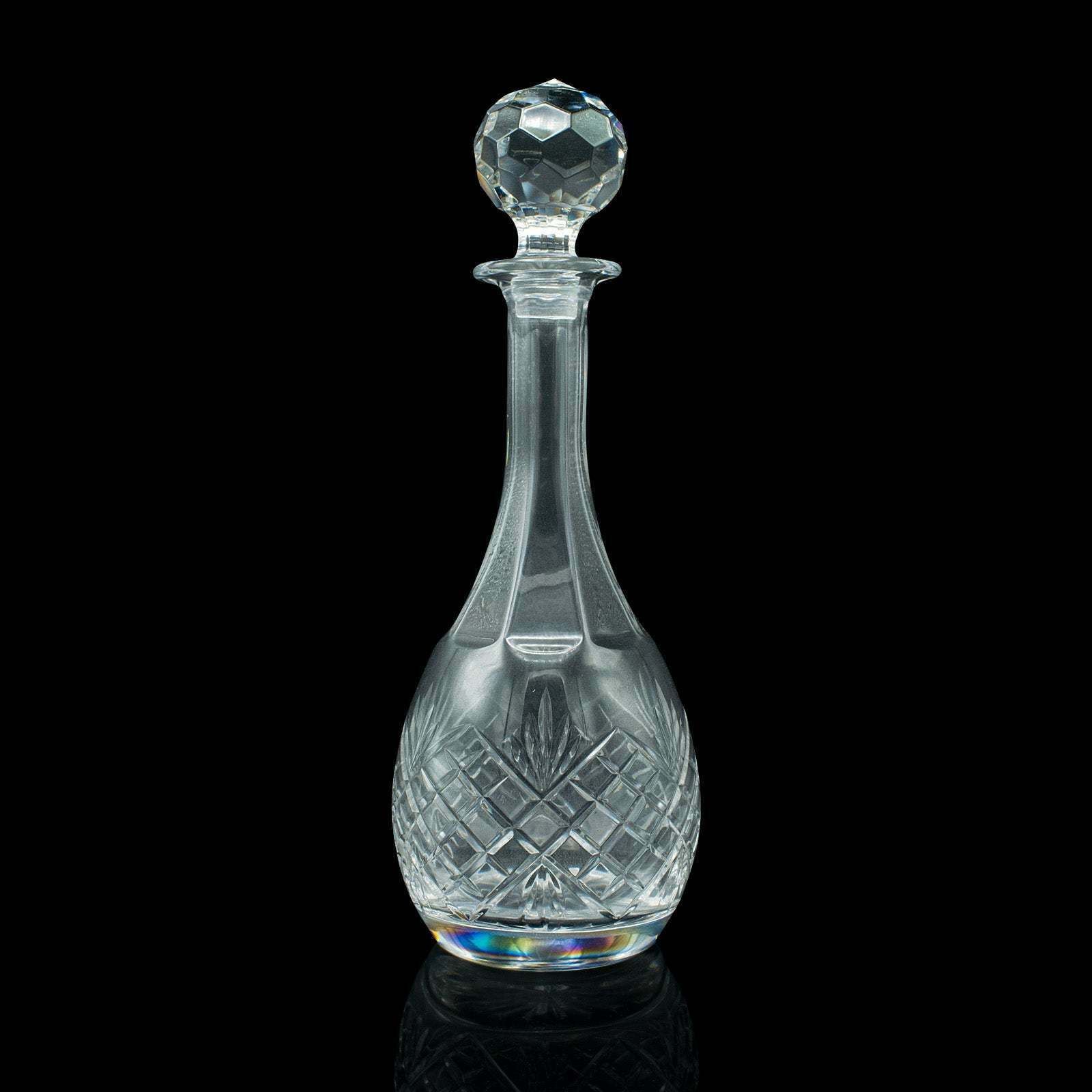 Tall Vintage Port Decanter, English, Cut Glass, Wine, Spirit Vessel, Mid Century photo furniture