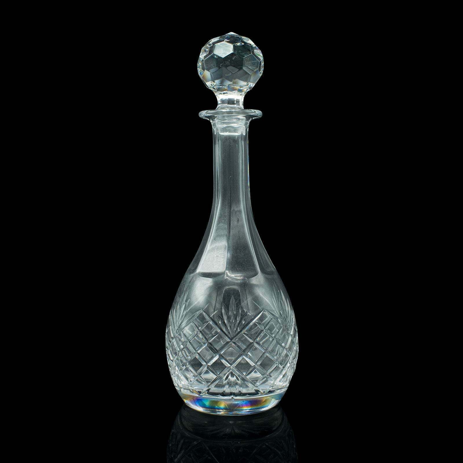 Tall Vintage Port Decanter, English, Cut Glass, Wine, Spirit Vessel, Mid Century photo for sale