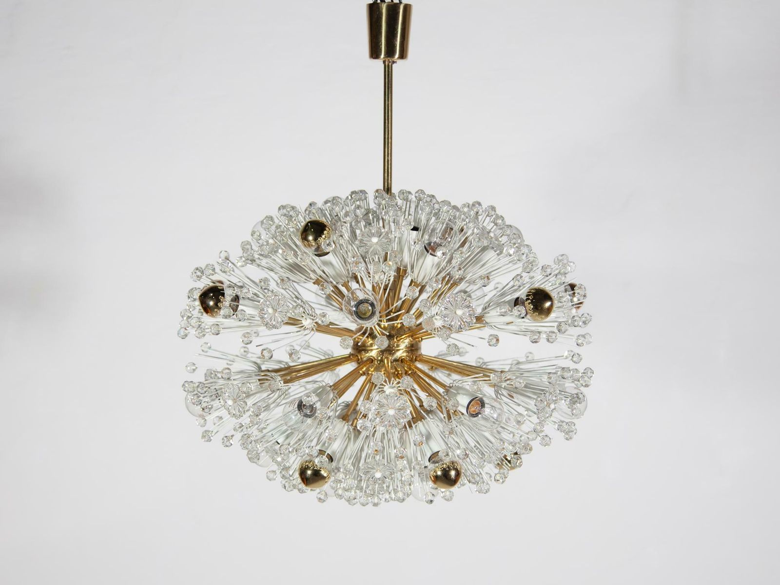 photo furniture Eclipse Emile Stejnar Blowball Brass A Crystal Chandelier, Rupert Nikoll, 1950s