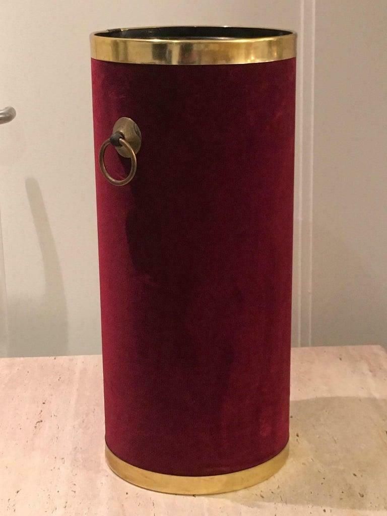 1950s Brass And Velvet Italian Umbrella Stand photo furniture