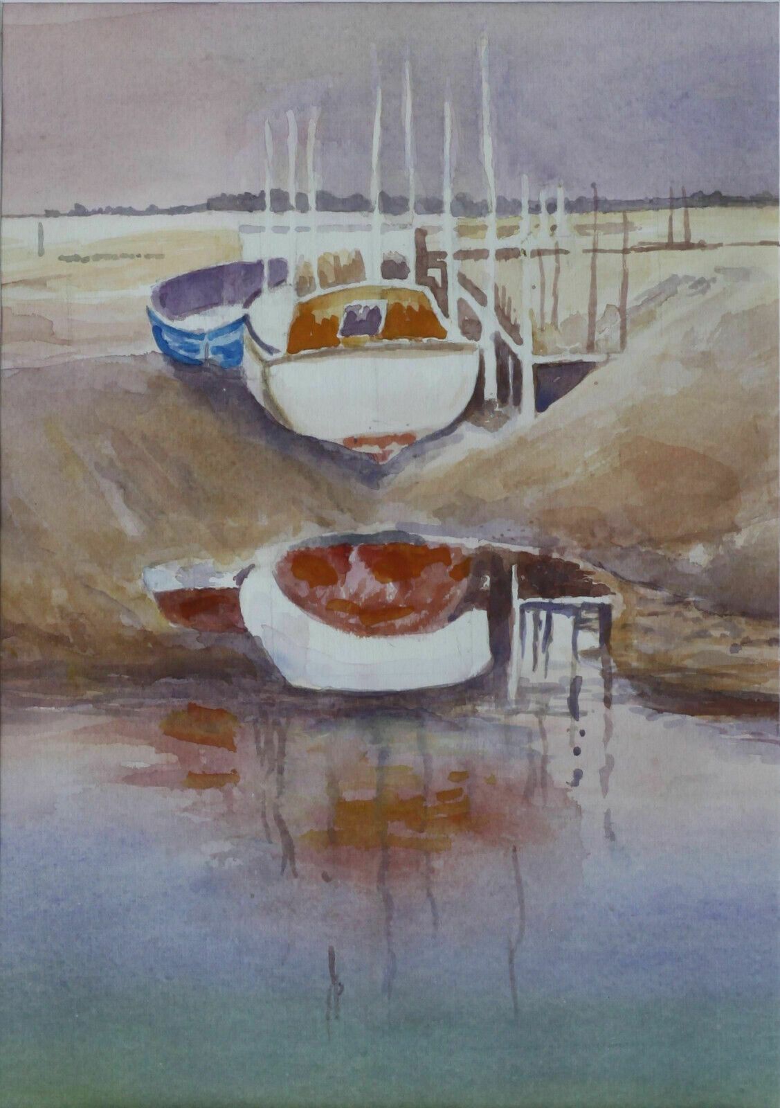 Watercolour By Phillip Augar. Boats Near Meze photo furniture
