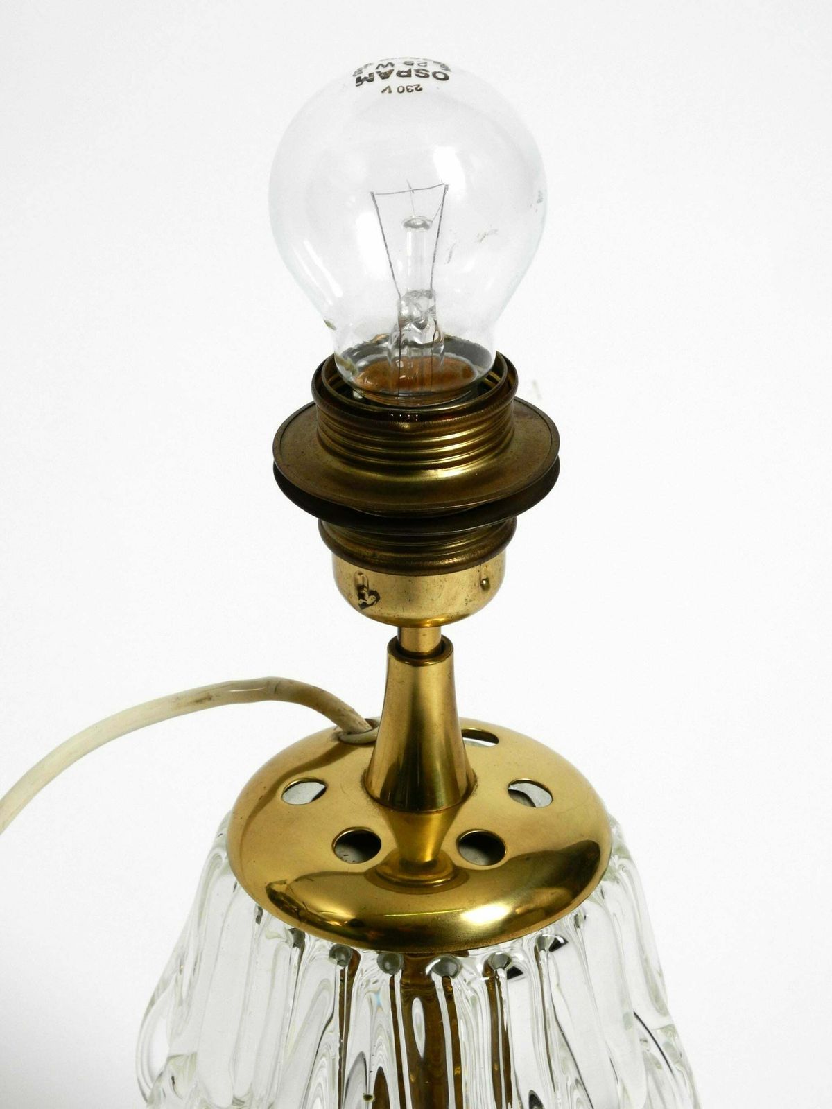 Heavy Large Mid Century Modern Glass Table Lamp By Rupert Nikoll Vienna Height photo vintage