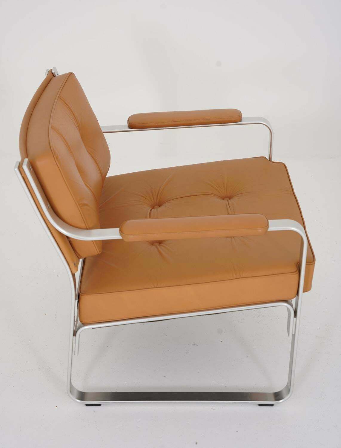 Swedish Leather And Aluminium Lounge Chairs "Mondo" By Karl Erik Ekselius photo vinterior
