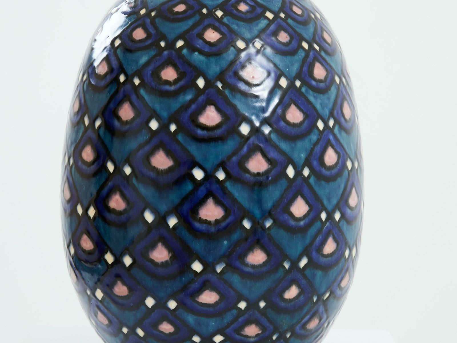 Paul Jacquet French Art Deco Enameled Ceramic Vase 1930 photo vintage