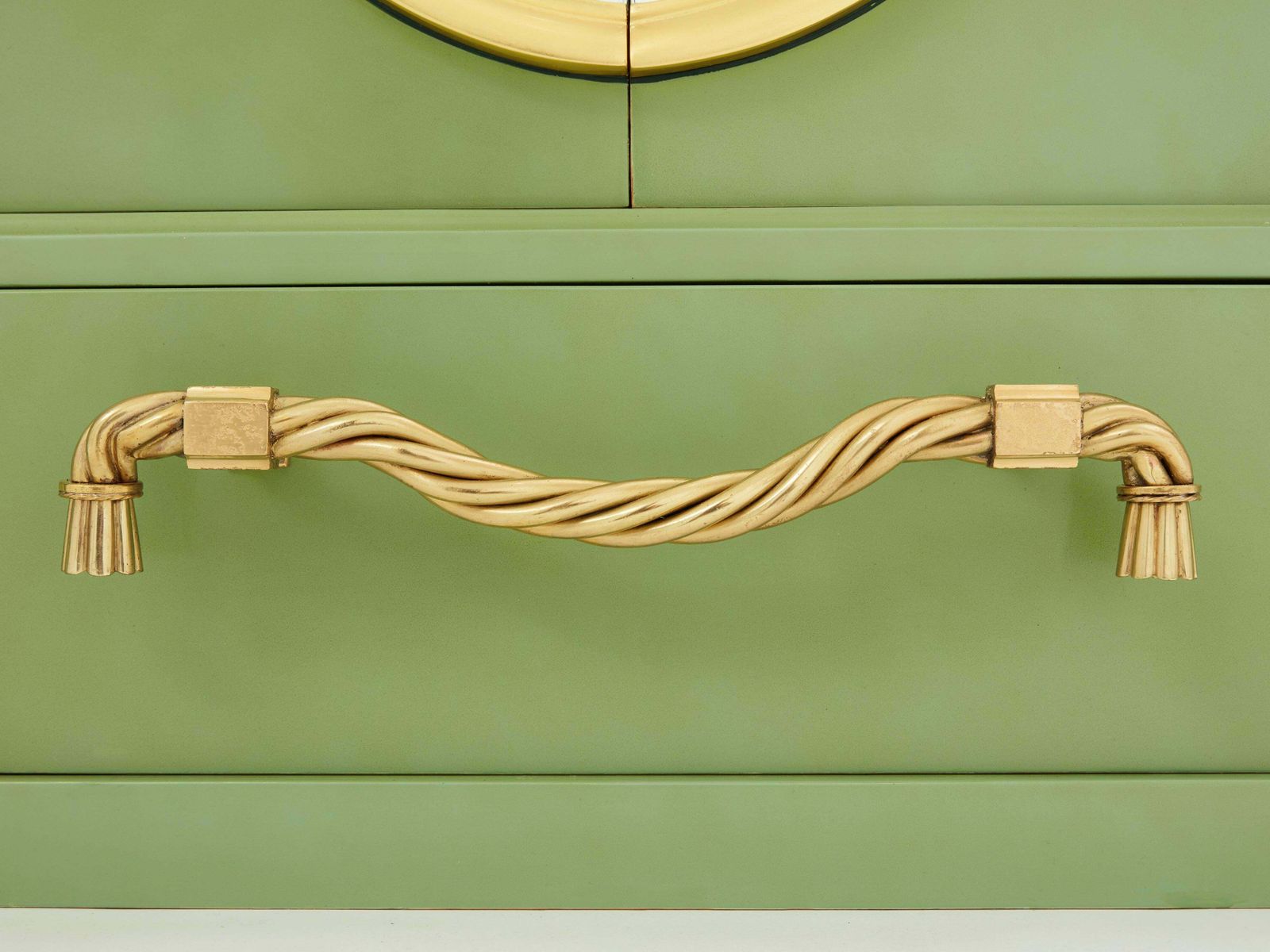 André Arbus Pair Of Celadon Green Lacquered Wardrobes Gilt Brass 1930 photo furniture