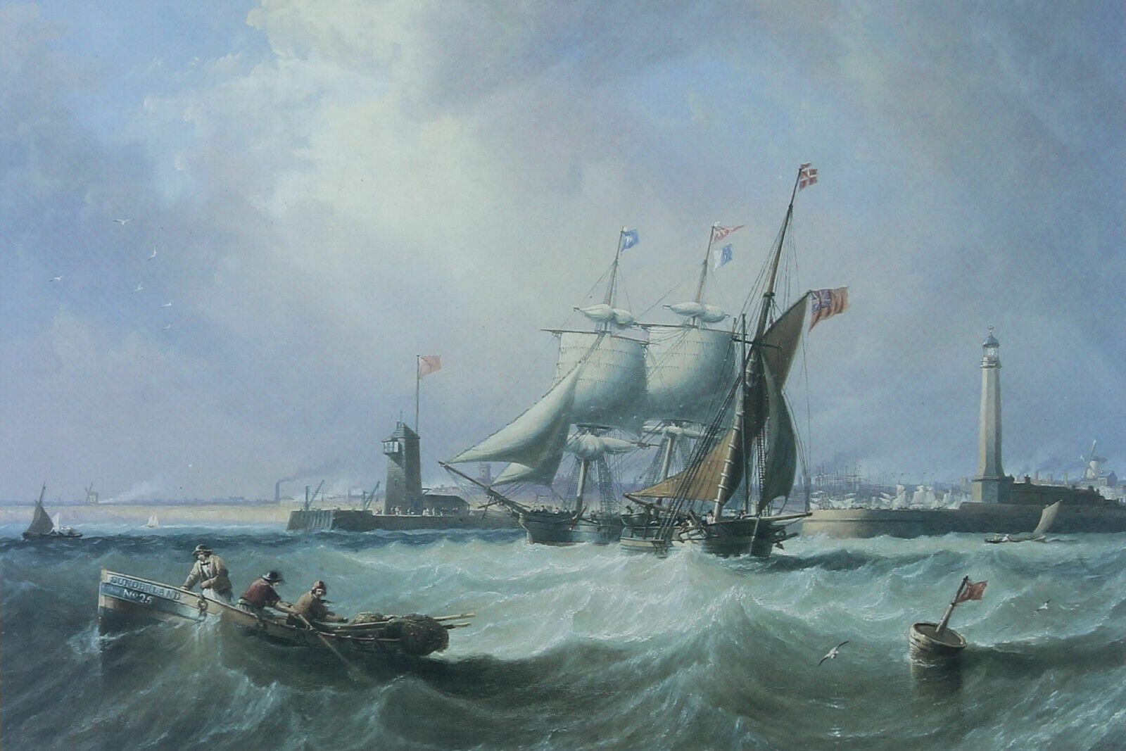 3 Prints Of Ship Scenes By John Wilson Carmichael photo 75.0