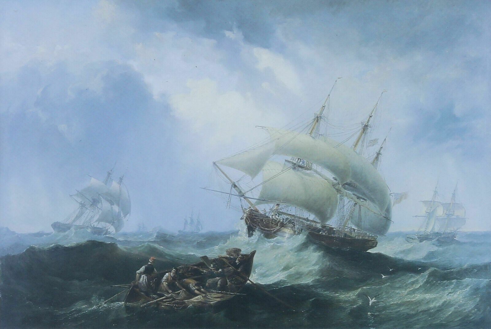 3 Prints Of Ship Scenes By John Wilson Carmichael photo vintage