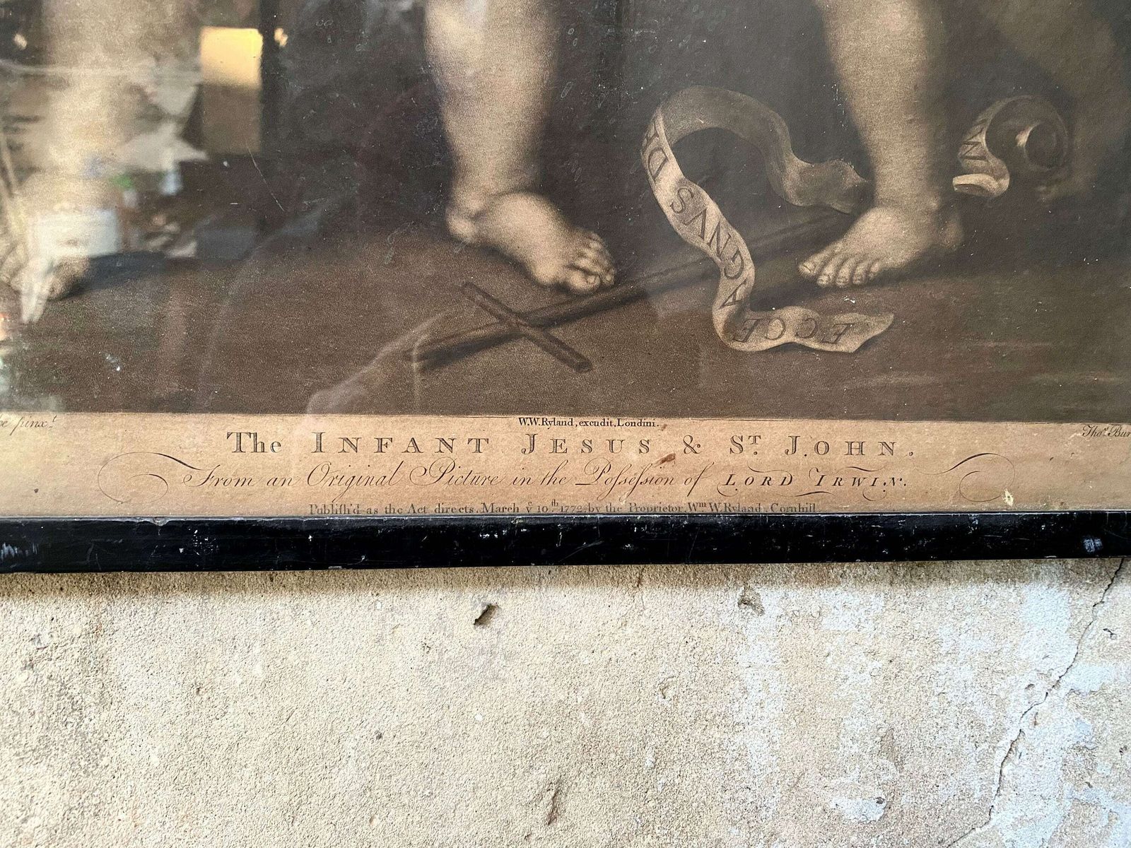 The Infant Jesus & St. John Mezzotint 1772 Print By Thomas Burke   After Anthony Van Dyck  Published By William Ryland photo 125.0