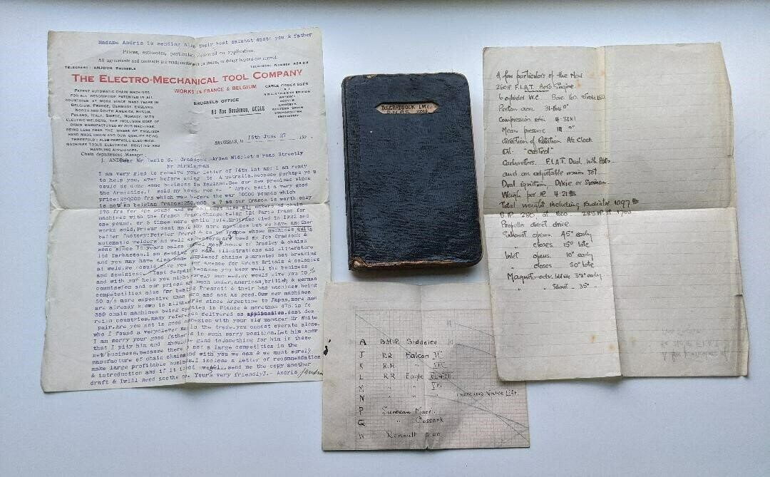 Detailed Mechanics Notebook Of Different Ww1 Engines By Leading Aero Mechanic Lme Dennis S Craddock From 1916 To 1917 photo for sale