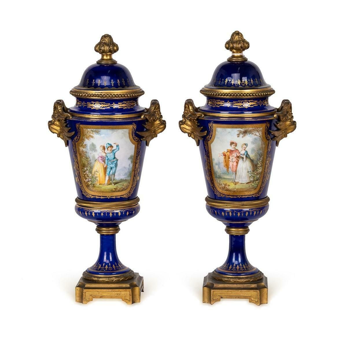 Antique 19th Century Sèvres Ormolu Mounted Vases With Covers C.1870 photo furniture