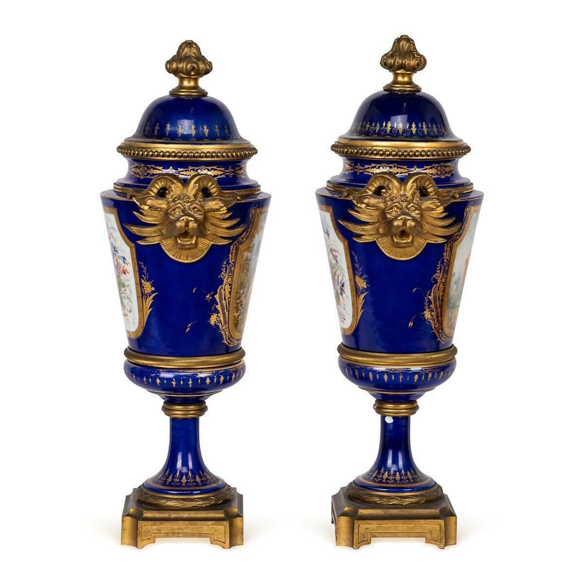 Antique 19th Century Sèvres Ormolu Mounted Vases With Covers C.1870 photo 5695.0