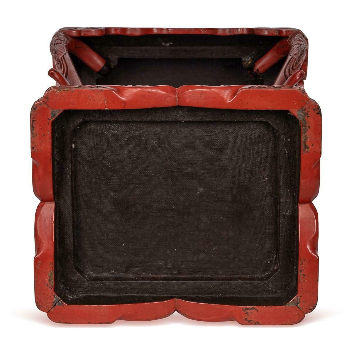 Antique 19th Century Chinese Red Cinnabar Lacquer Floral Pedestal C.1880 photo buy