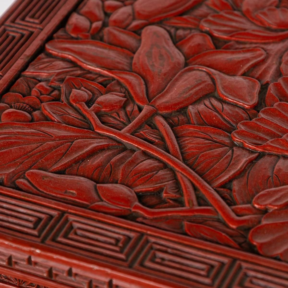 2995.0 Antique 19th Century Chinese Red Cinnabar Lacquer Floral Pedestal C.1880 photo