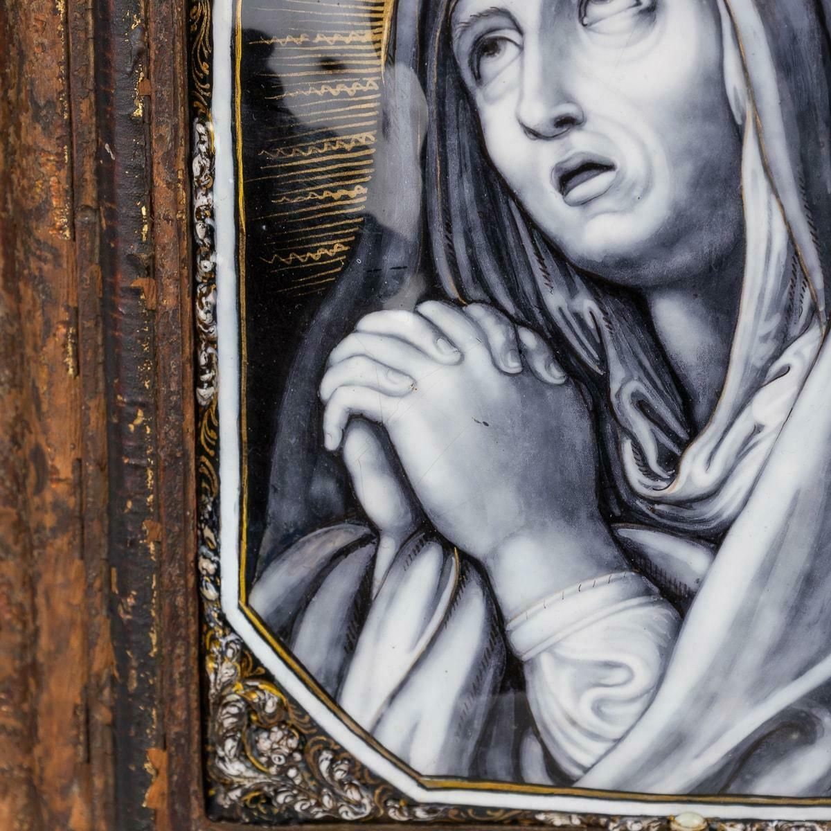 Antique 17th Century Limoge Signed Plaque Of A Madonna Praying photo for sale