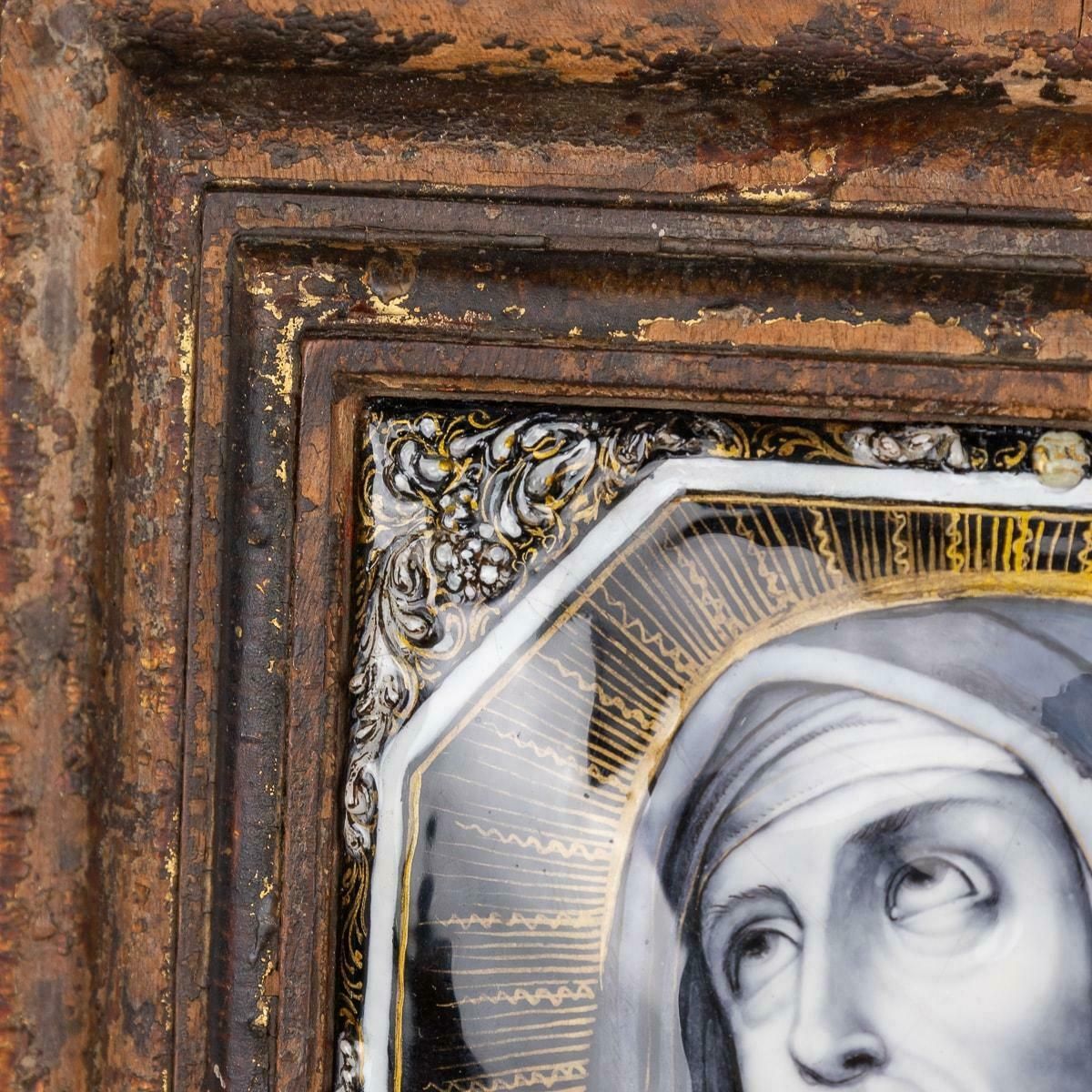 Antique 17th Century Limoge Signed Plaque Of A Madonna Praying photo buy