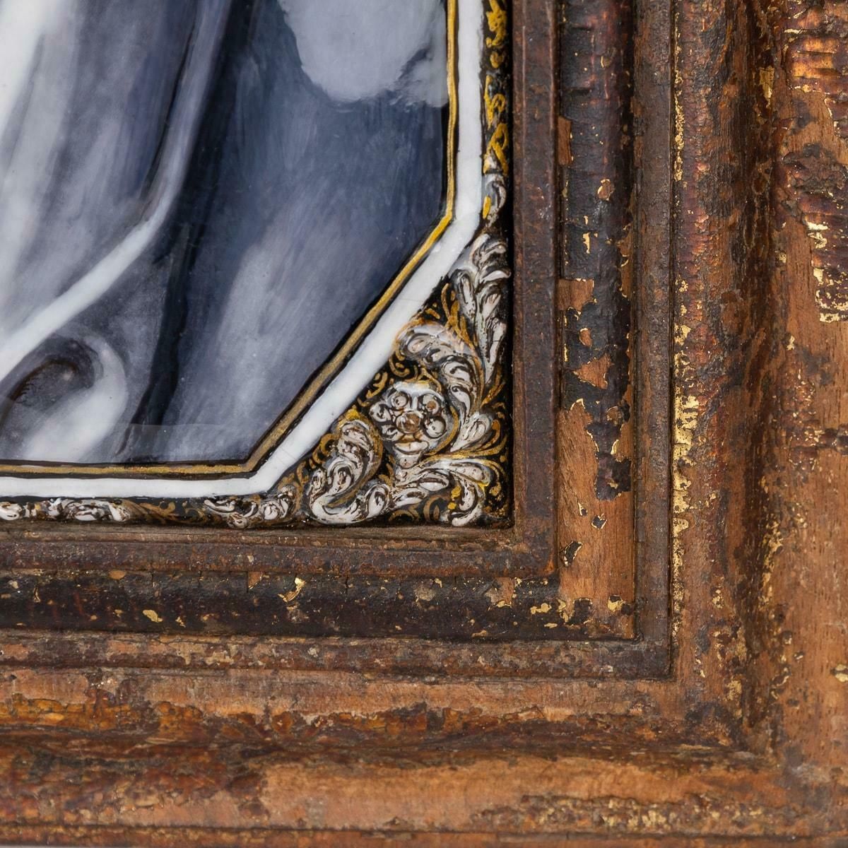Antique 17th Century Limoge Signed Plaque Of A Madonna Praying photo vintage