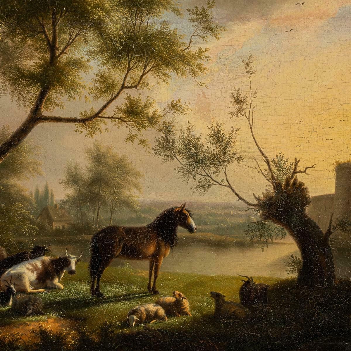 7995.0 Antique 19th Century Oil On Panel Pastoral Setting, Martin Verstappen 1773 1852 photo