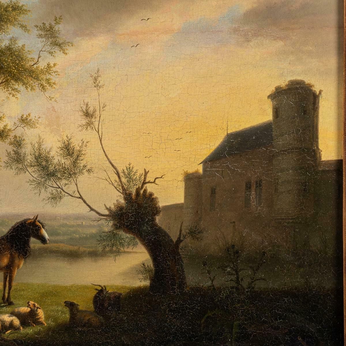 photo vinterior Antique 19th Century Oil On Panel Pastoral Setting, Martin Verstappen 1773 1852