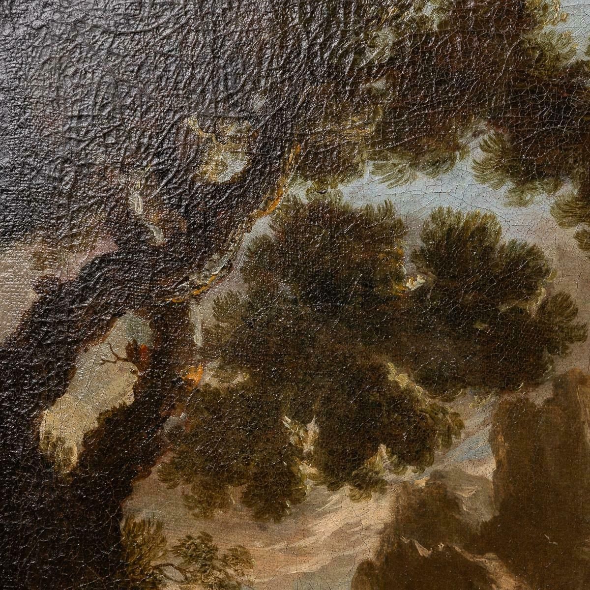 Antique 18th Century European Oil On Canvas Of A Naval Scene photo vintage