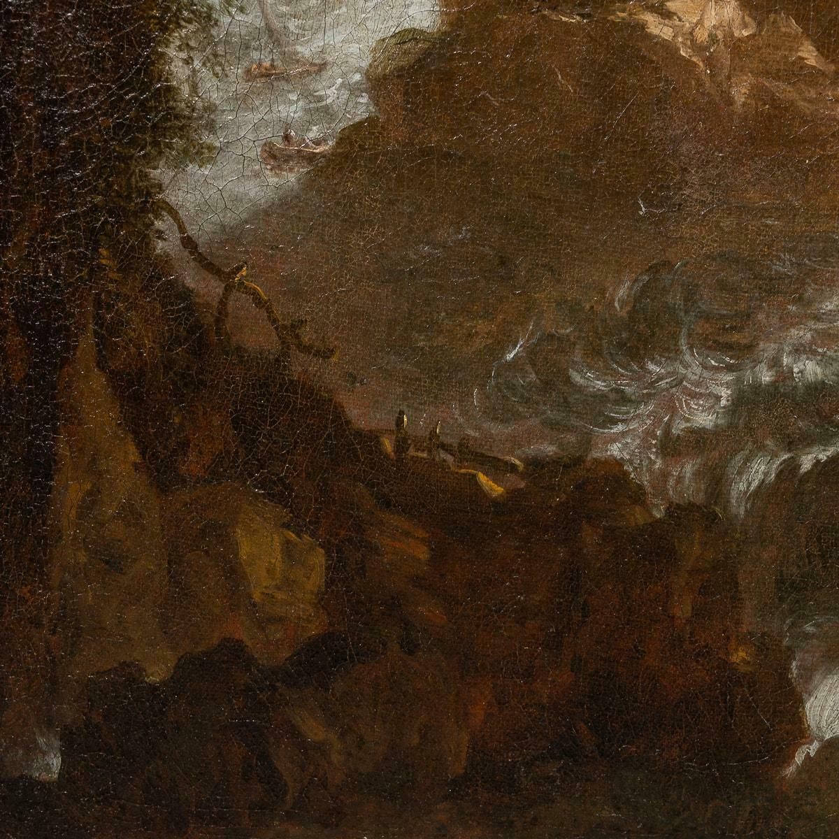 photo for sale Antique 18th Century European Oil On Canvas Of A Naval Scene