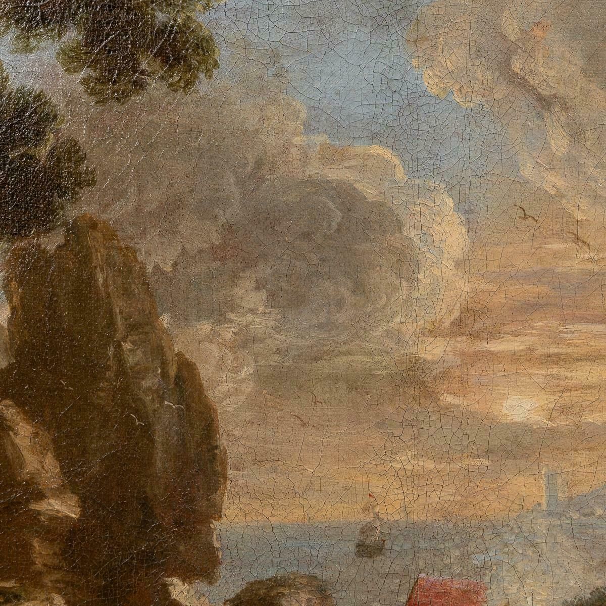 photo buy Antique 18th Century European Oil On Canvas Of A Naval Scene