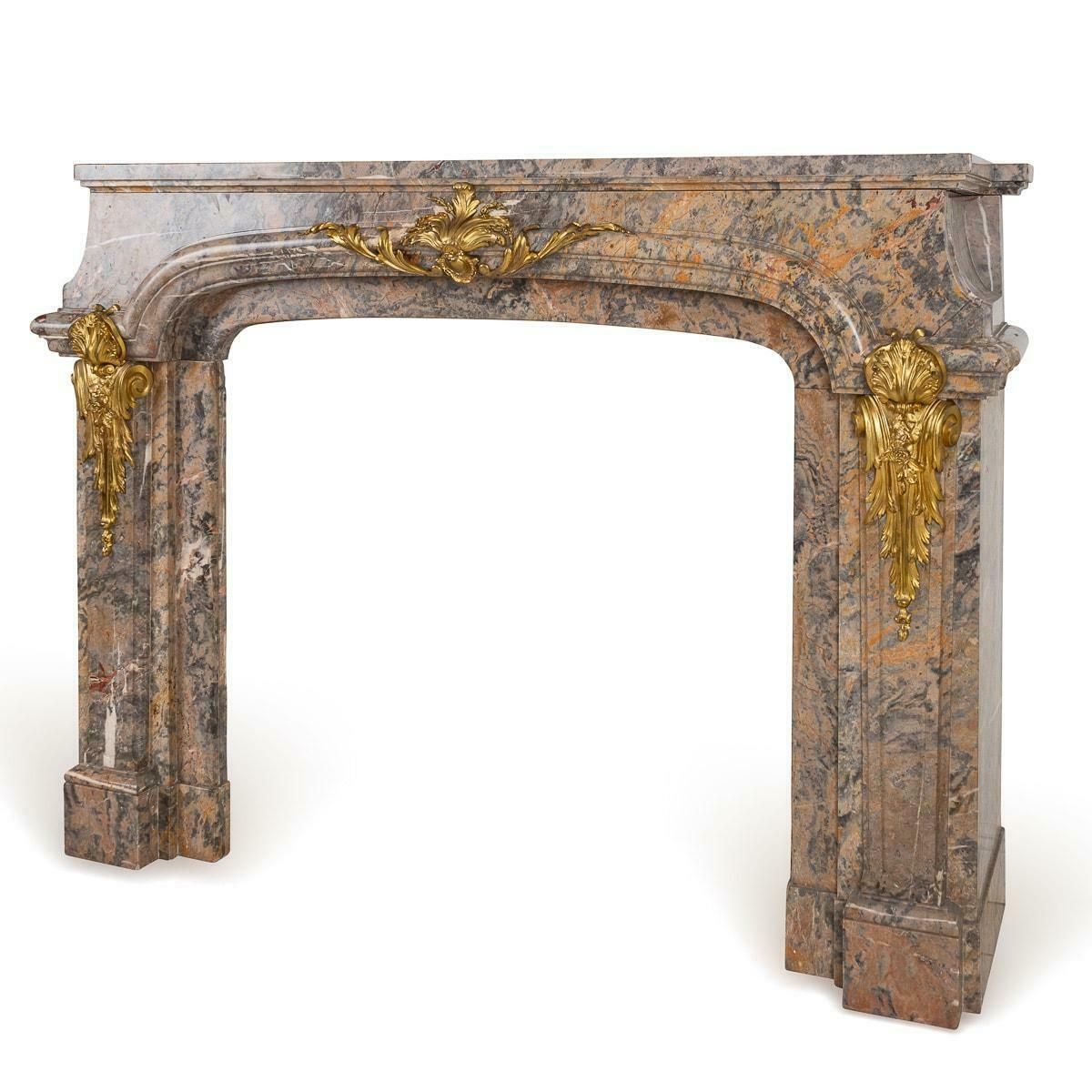 Antique 19th Century French Ormolu Mounted Caravaggio Marble Fireplace C.1880 photo for sale