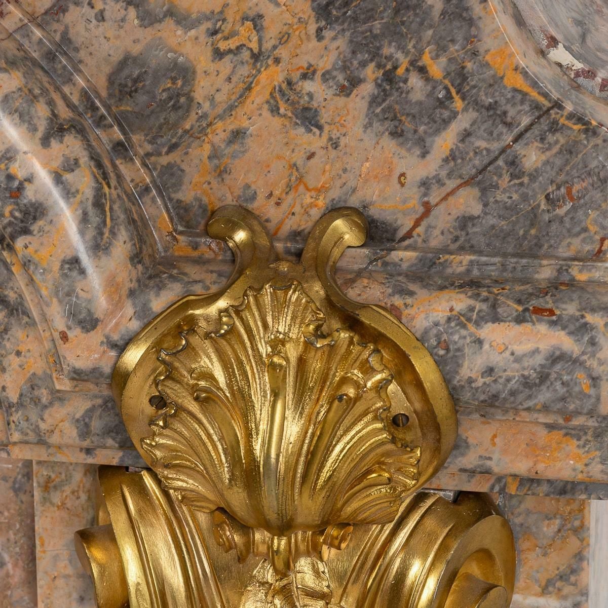 photo vintage Antique 19th Century French Ormolu Mounted Caravaggio Marble Fireplace C.1880