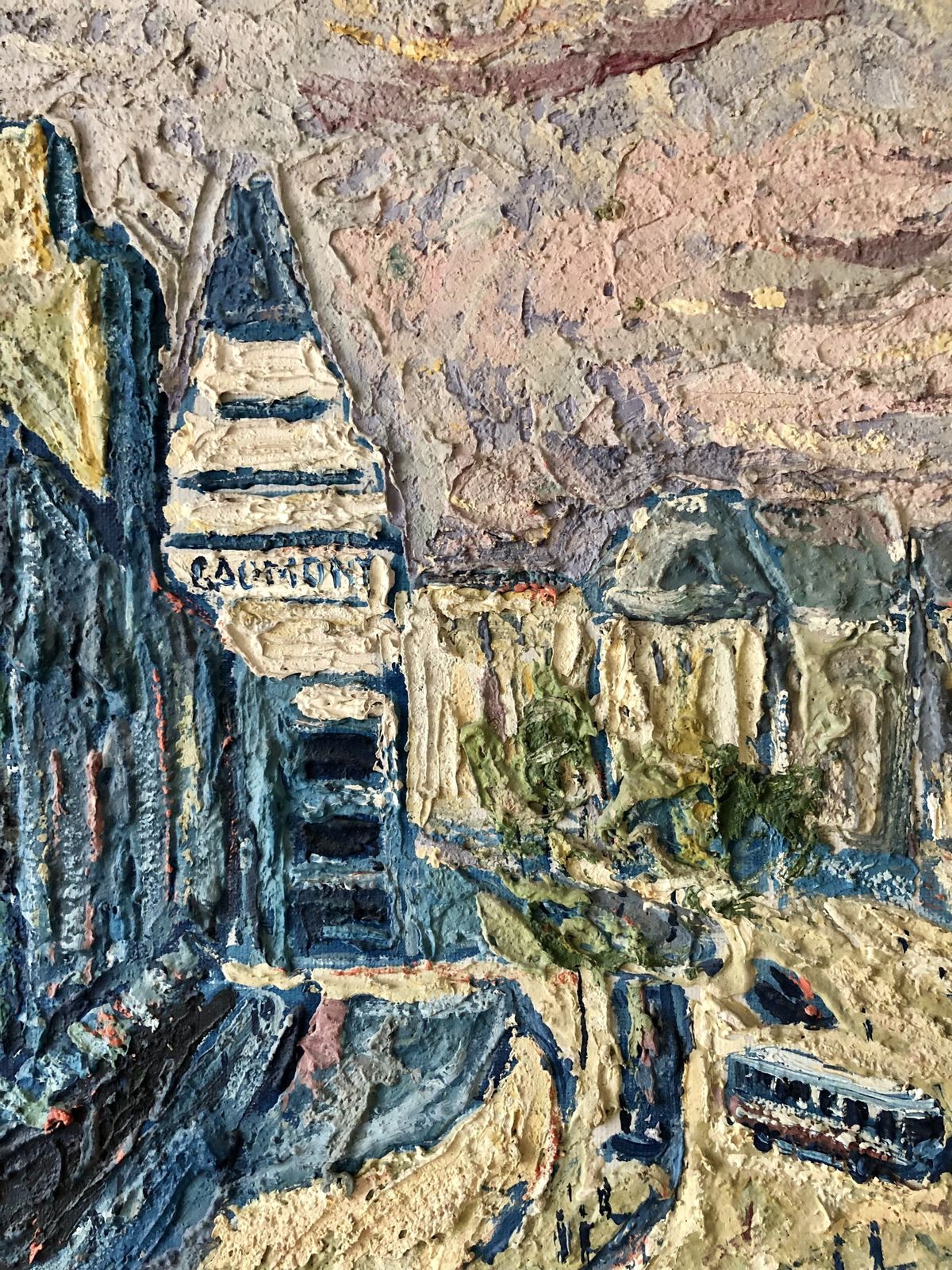 Mid Century Original Paris Cityscape Oil On Canvas photo Art