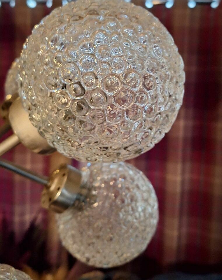 Sputnik German Chandelier, 8 Crystal Bubble Glass Shades By Richard Essig, 1968 photo 495.0