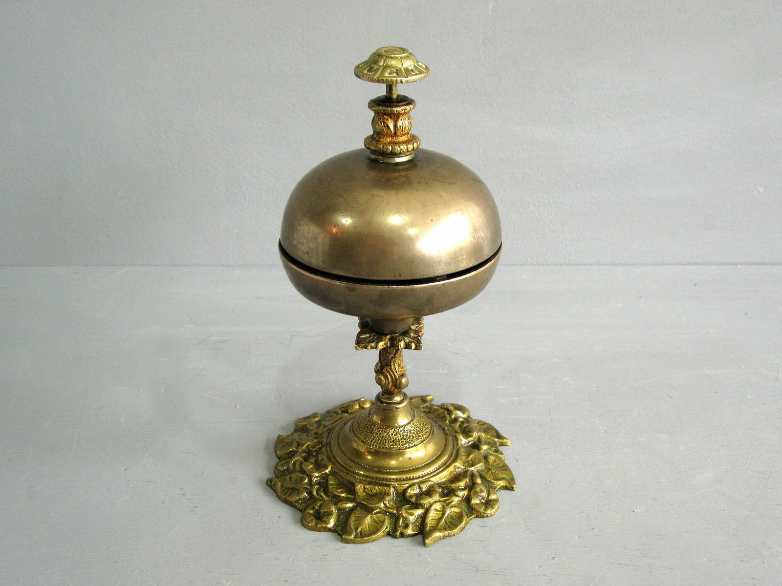 Bronze And Brass Twist Top Service Desk Bell photo for sale