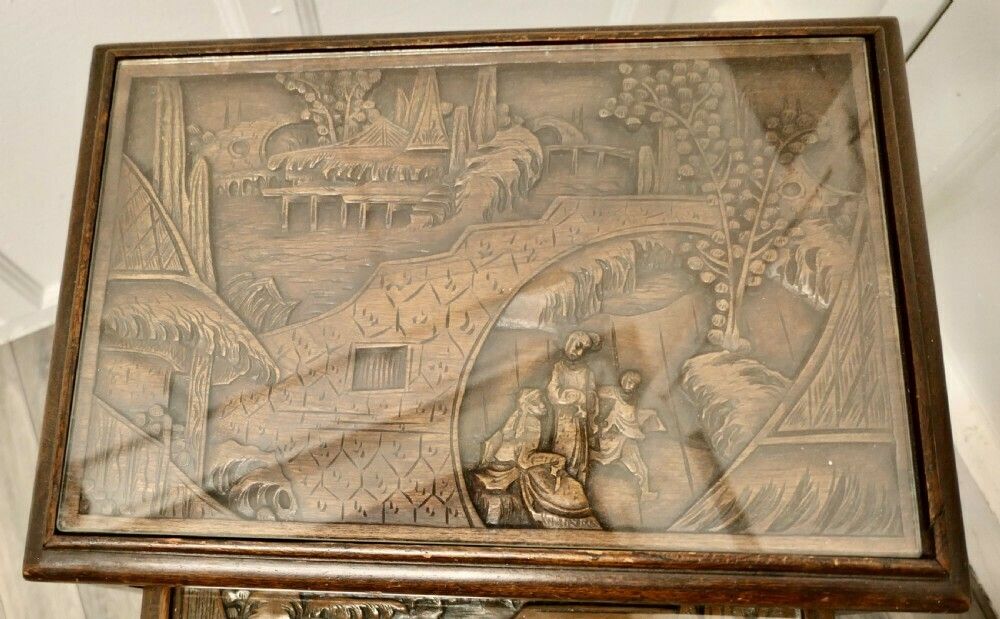 Beautifully Carved Chinoiserie Nest Of Four Tables photo vinterior