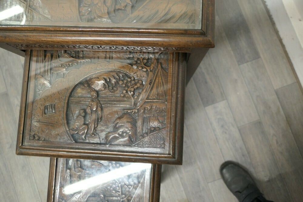 photo furniture Beautifully Carved Chinoiserie Nest Of Four Tables