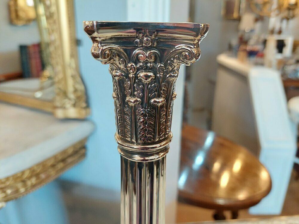 Victorian Neo Classical Silver Plated Candlestick photo for sale