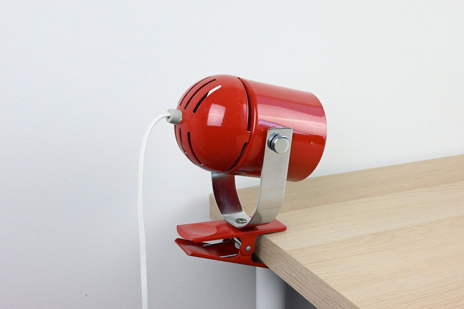 Mid Century Desk Lamp, Metal Lamp, Desk Metal Lamp, Table Lamp, Desk Lamp, Bedside Lamp, Mid Century Lamp, Red Lamp, Table Light photo for sale