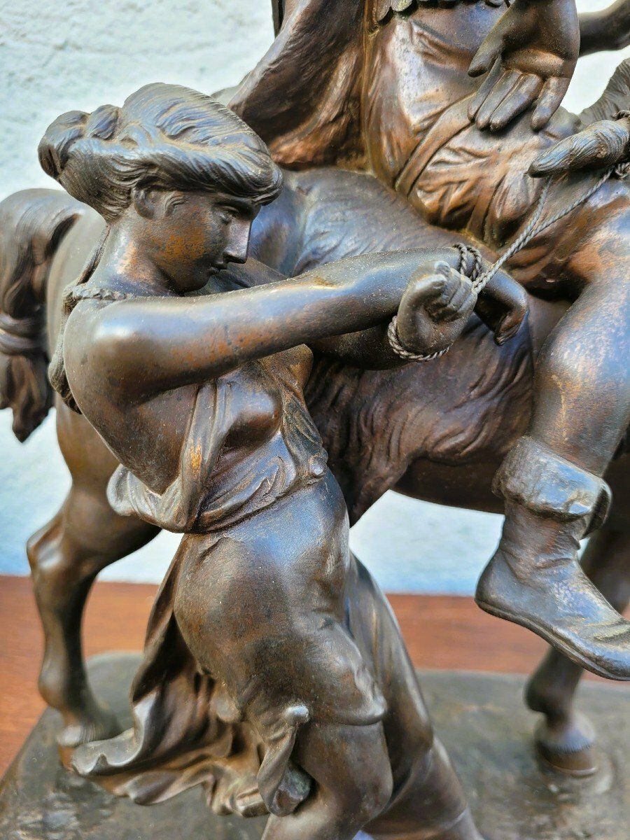 Gaulish Chef On Horseback In Bronze, 19th Century photo Art