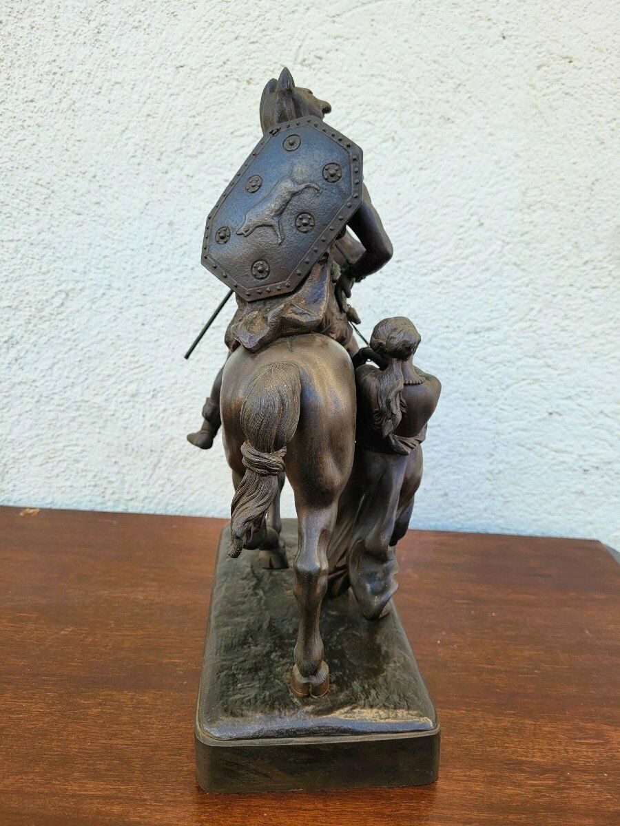 photo furniture Gaulish Chef On Horseback In Bronze, 19th Century