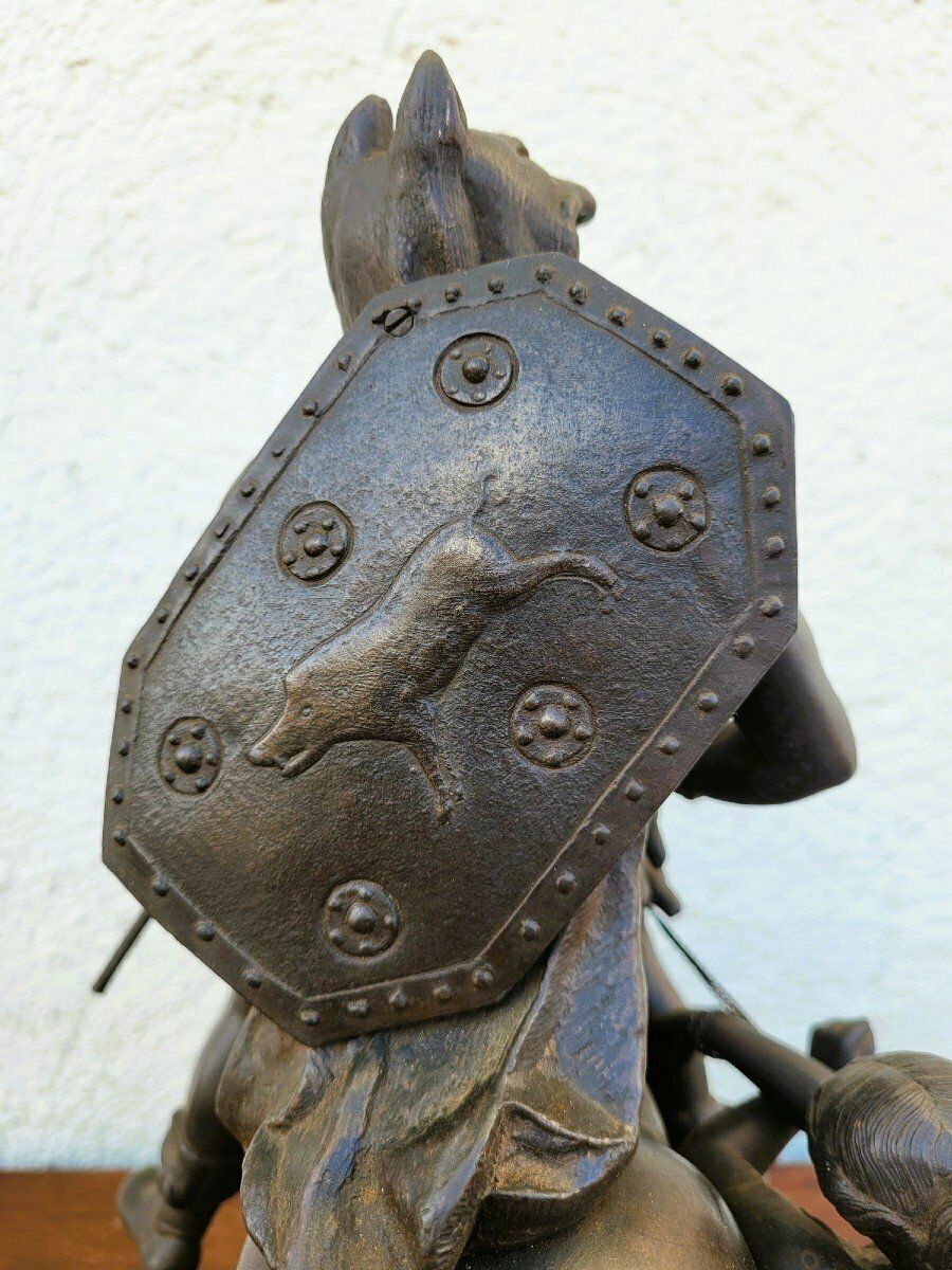 photo for sale Gaulish Chef On Horseback In Bronze, 19th Century
