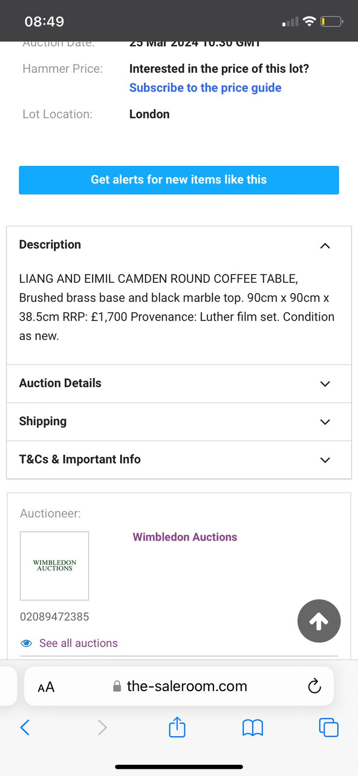 Liang And Eimil Camden Round Coffee Table Used On Set Of Luther photo 995.0