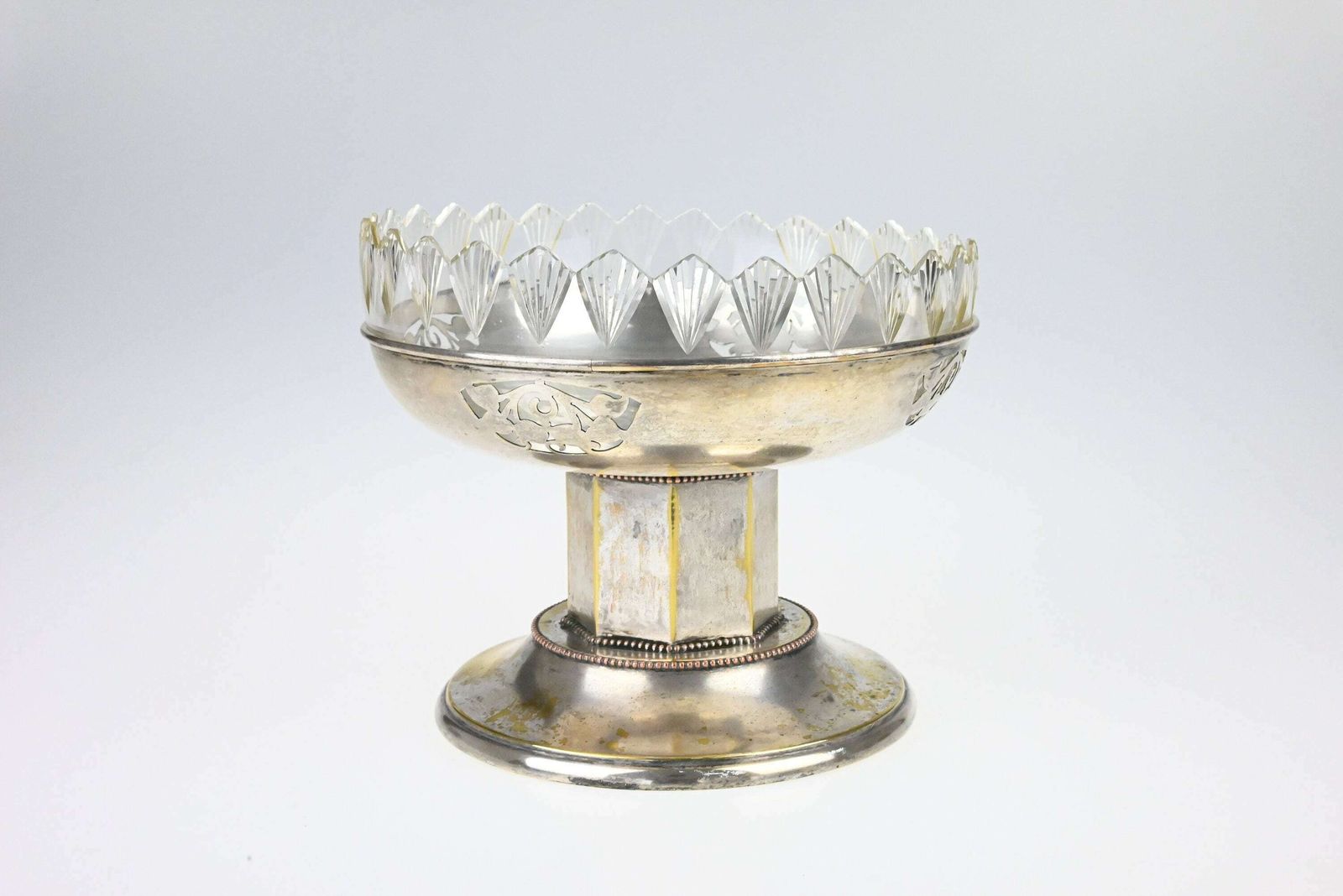 Antique Art Nouveau Metal Fruit Stand With Glass Bowl   Table Centerpiece, Art Nouveau Decor, Pedestal Fruit Bowl, Pedestal Fruit Dish photo Home Decor